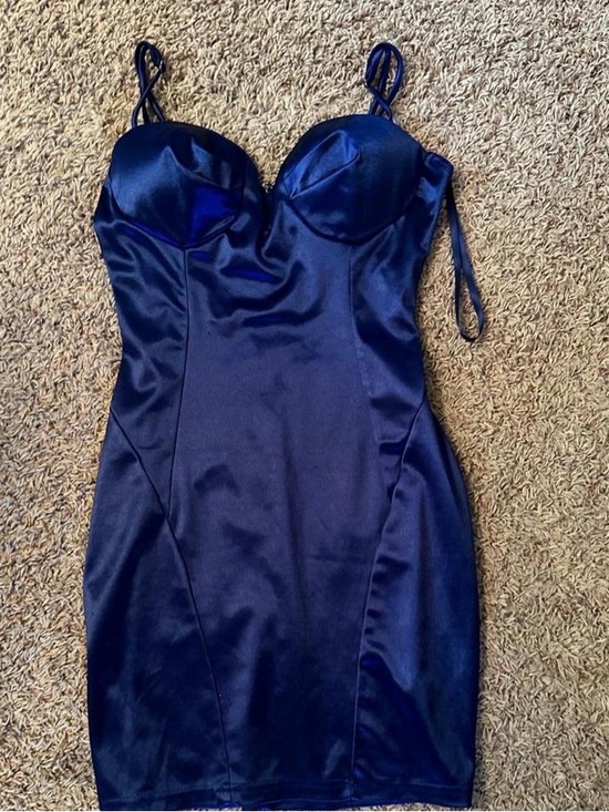 Windsor Dresses & Skirts - Windsor Navy Satin Spaghetti-Strap Mini Dress